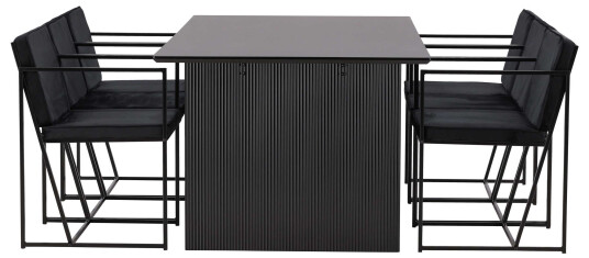 Venture Design Vail & Richmond spisegruppe Svart/svart 6 stoler & bord 200 x 100 cm