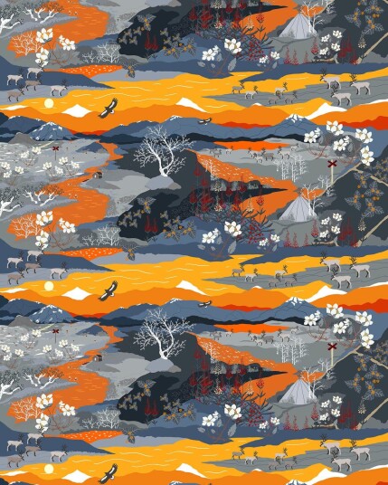 Arvidssons Textil Fjällvandring stoff Oransje Arvidssons Textil Fjällvandring stoff Oransje
