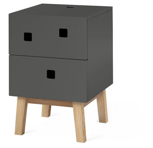 Zweed Peep S1 nattbord slate grey, retro, eikestativ