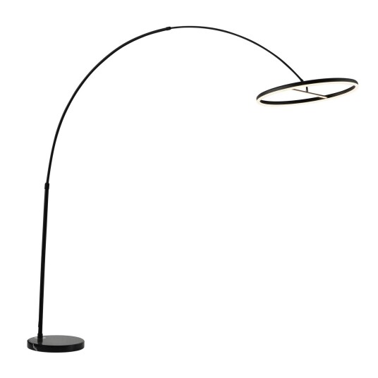 Lucande Virvera LED-gulvlampe med bue, rund, svart