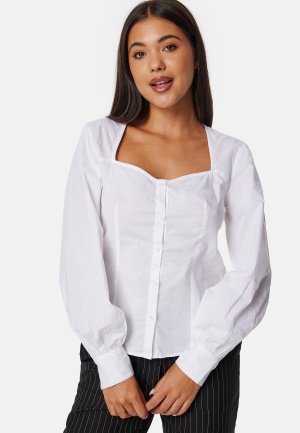 BUBBLEROOM Sweetheart Neck Poplin Shirt White 40 BUBBLEROOM Sweetheart Neck Poplin Shirt White 40