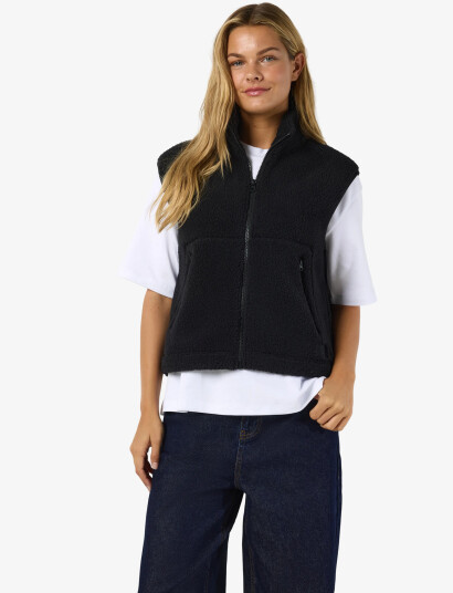 NOISY MAY Nmmasey Short Teddy Vest Noos Black XS