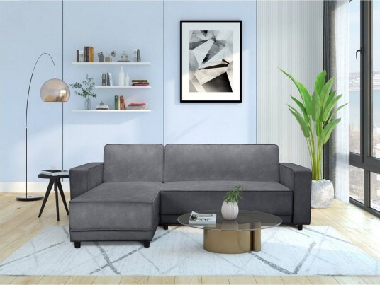 Sovesofa Allie Antrasitt Fløyel 82x229x154 cm Antrasitt Fløyel 82x229x154 cm