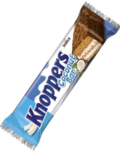 Knoppers Coconut Bar   Sjokolade med Kokos Melkekrem og Karamell 40 gram