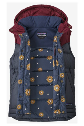 Patagonia W´S Bivy Hooded Vest Dame Smoc Smolder Blue W/Chicory Red M