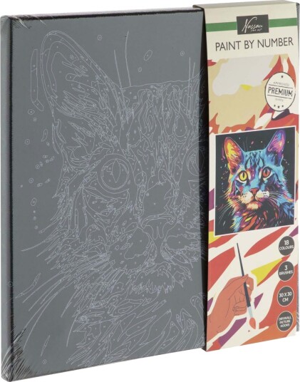 Nassau AR2022 Malesett Etter Tall 30x30cm Svart Lerret Katt