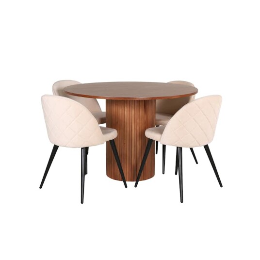 Venture Home Spisegruppe Venture Home med Rundt Bianca Spisebord og 4 Valentina Stitcthes Spisestoler GR22492