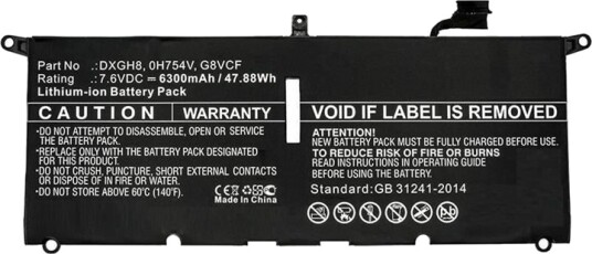 Coreparts Batteri Til Bærbar Pc Litiumpolymer 6300 Mah 47.9 Wh Svart MBXDE-BA0082