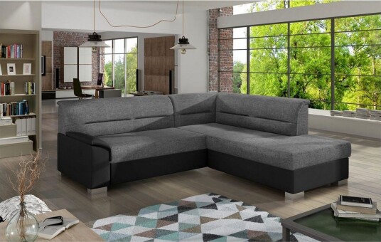 Seksjon Eltap Bergen 247x214x83 cm Sawana 21 Soft 11 Grå Svart Høyre