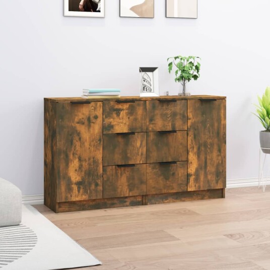 vidaXL Skjenker 2 stk røkt eik 60x30x70 cm konstruert tre