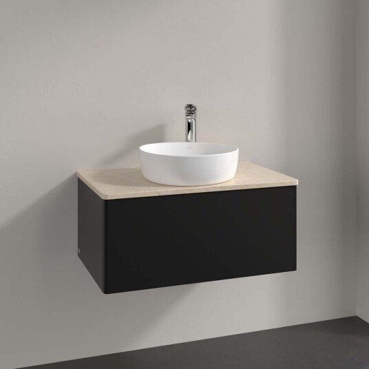 Villeroy & Boch Antao Servantskap med 1 skuff 80x50x36 cm u/lys Sort Matt/Crème Villeroy & Boch Antao Servantskap med 1 skuff 80x50x36 cm u/lys Sort Matt/Crème