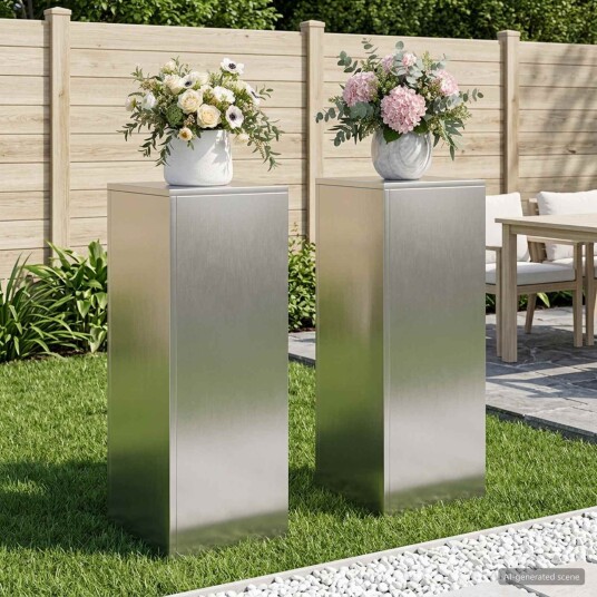 vidaXL Planteholder 2 pcs Sølv 30 x 30 x 80 cm Stål