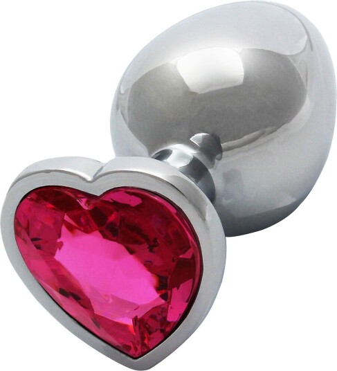 Shots Toys Ouch! Ouch!: Heart Gem Metal Butt Plug large sølv