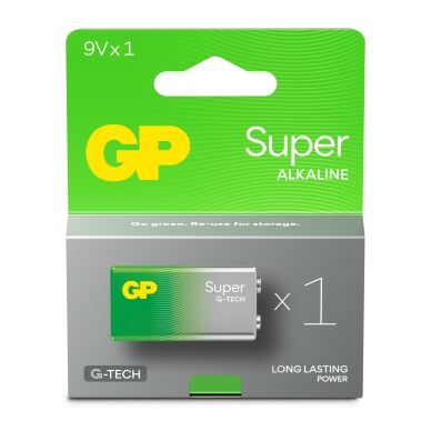 GP Super Alkaline 9V Batteri med G-TECH Teknologi - Engangsbatteri 1-pk