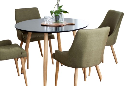 Venture Design Plaza & Plaza spisegruppe Svart/grønn 4 st stoler & bord 100 cm