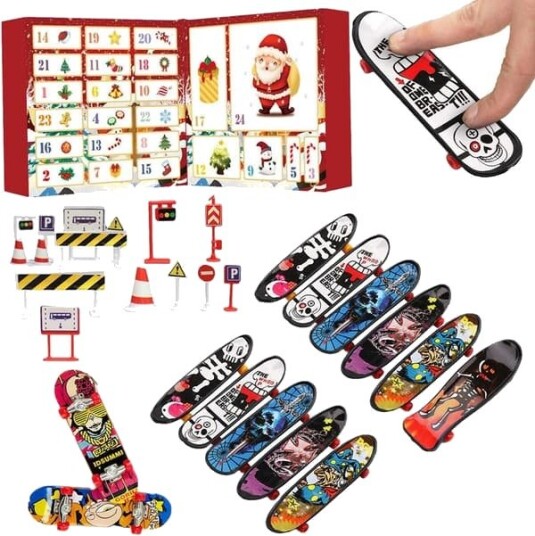 Fingerboard Fingertops Adventskalender 2024 Juletelling Finger Skateboard Kule Leke Sett Mini Skateboards Finger Skateboards Adventskalender