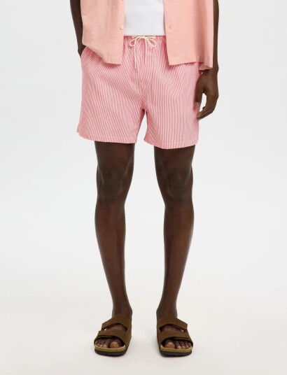 Selected Slhcooper Seersucker Swimshorts   Red   S