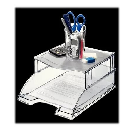 Leitz Plus letter tray riser transparent grey Leitz Plus letter tray riser transparent grey