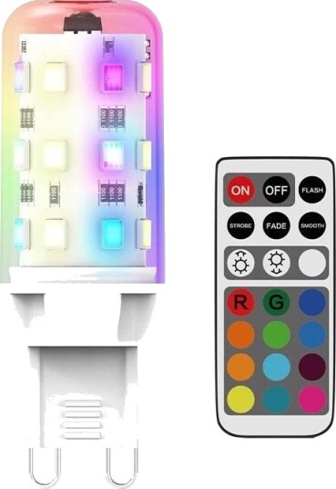2 stk. G9 2W RGBW LED pærer Inkl. RF fjernkontroll Kulør : RGB + Varm Hvit 2 stk. G9 2W RGBW LED pærer Inkl. RF fjernkontroll Kulør : RGB + Varm Hvit