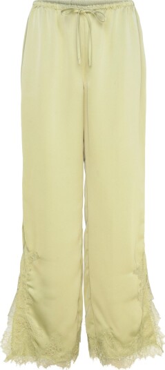 Gina Tricot Satin Lace Trousers   Yellow   XS