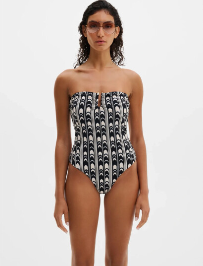 Malina Signature Gold Embellished Bandeau Swimsuit Black L