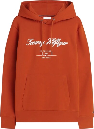 Tommy Hilfiger Script Logo Hoody   Orange   XL