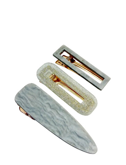 Pipol"s Bazaar Sandy Hair Clip 3 Pcs Grey Grey ONE SIZE Pipol"s Bazaar Sandy Hair Clip 3 Pcs Grey Grey ONE SIZE