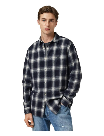AllSaints Haven Check Ls Shirt - Blue - XL