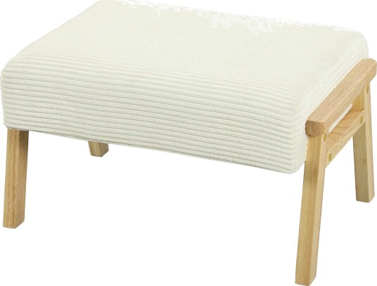 Cream Corduroy fotskammel med myk pute og treben