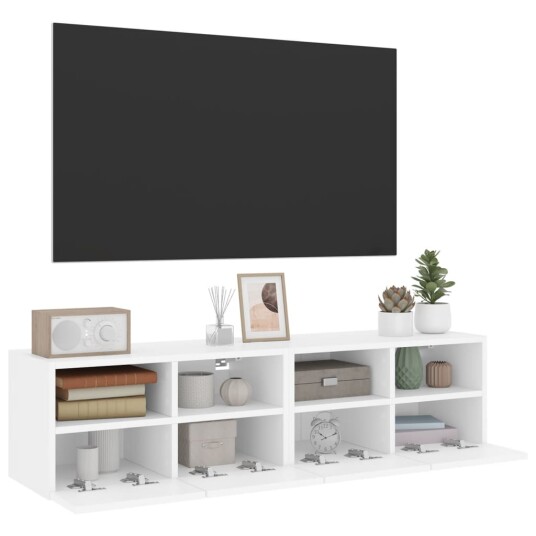 vidaXL Veggmonterte TV-benker 2 stk hvit 60x30x30 cm konstruert tre 8721012254398 vidaXL Veggmonterte TV-benker 2 stk hvit 60x30x30 cm konstruert tre 8721012254398