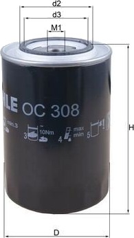 Oljefilter MAHLE ORIGINAL OC 308 Oljefilter MAHLE ORIGINAL OC 308