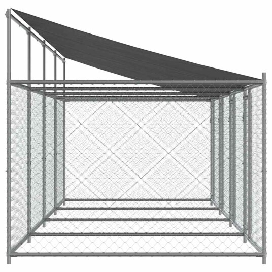 Vidaxl Hundebur Med Tak Og Dør Grå 8X2X2 M Galvanisert Stål