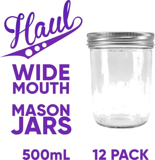 Kegland Haul Mason Jar 500ml 12stk Sylteglass med bred åpning Kegland Haul Mason Jar 500ml 12stk Sylteglass med bred åpning