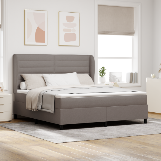 Boxspring Seng med Madrass Taupe 180x200 cm Tøy