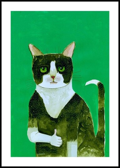 Tuxedo Cat Thumbs Up Plakat / 40x50cm