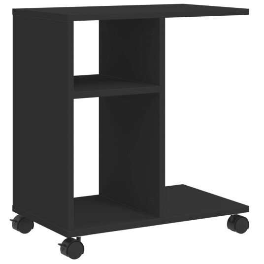 Sidebord med hjul svart 50x30x55 cm konstruert tre 840570