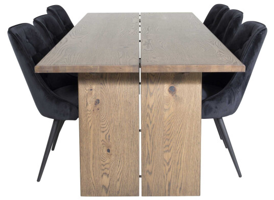 Venture Design Logger & Velvet spisegruppe Natur/matstol 6 st stoler & bord 210 x 100 cm