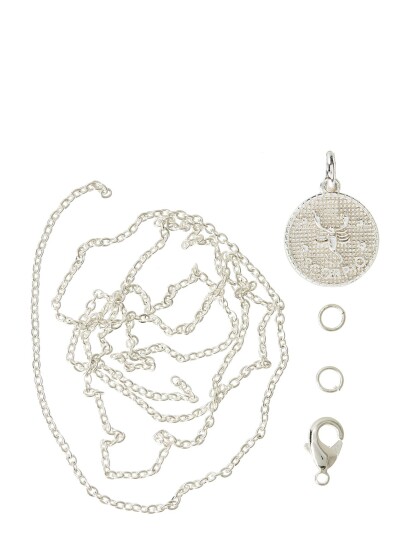 Me & My Box Zodiac Coin Pendant And Chain Set, Scorpio - Silver - ONE SIZE