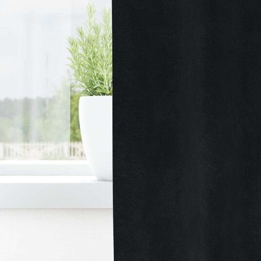  Gardiner med gardiner 2 pcs Svart 140 x 260 cm Fløyel