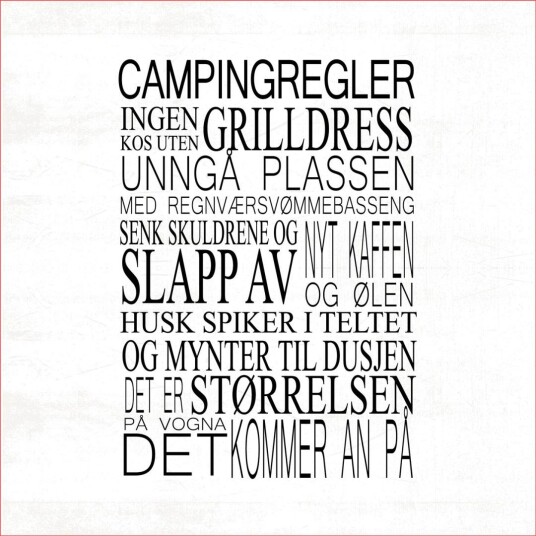 Serviett lunch 20 stk Campingregler hvit