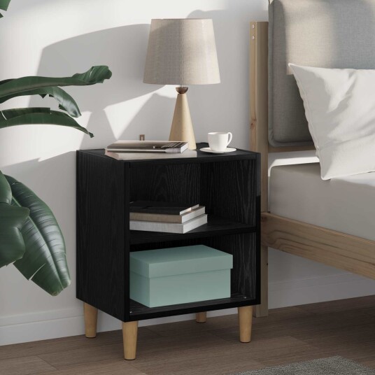 Sengeskap Svart Eik 40 x 30 x 50 cm Konstruert tre Sengeskap Svart Eik 40 x 30 x 50 cm Konstruert tre