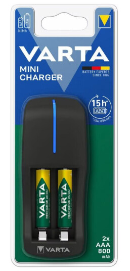 Lader + Oppladbare Varta Minilader 800 mAh
