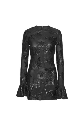 ROTATE Sequins LS Mini Dress Kjole Sort 34