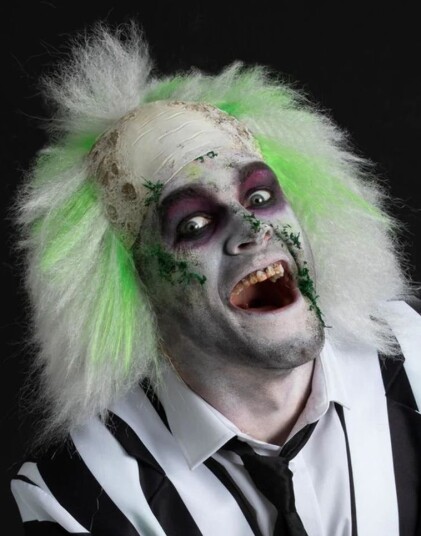 Smiffys Beetlejuice Hvit og Grønn Lisensiert Parykk