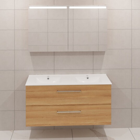 Dansani Mido+ Møbelpakke Servantskap med Servant Varm eik / 120cm Dobbel Top Speilskap Dansani Mido+ Møbelpakke Servantskap med Servant Varm eik / 120cm Dobbel Top Speilskap