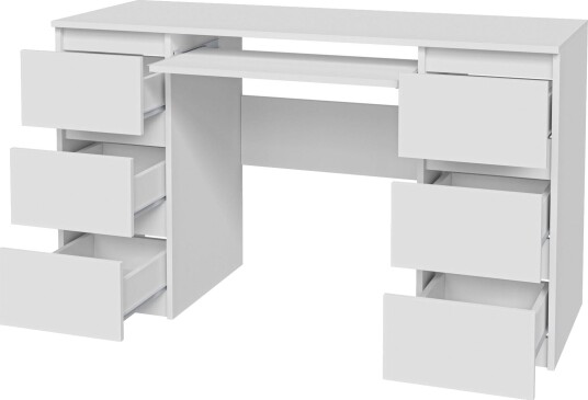 Kubana Skrivebord 130 cm med Oppbevaringsskuffer - Grå/Hvit