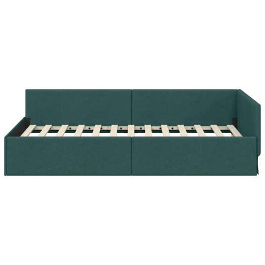 Hjørnesengramme Mørkegrønn 80 x 200 cm Stoff og Konstruert tre Hjørnesengramme Mørkegrønn 80 x 200 cm Stoff og Konstruert tre