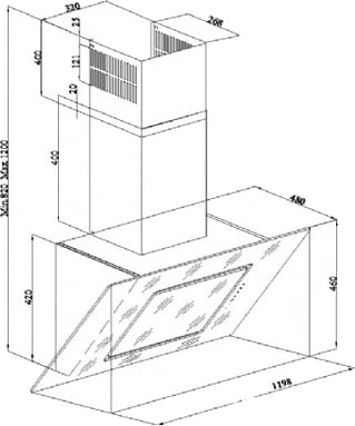 Silverline Sm 3265 120cm, Sort Vegghengt Ventilator