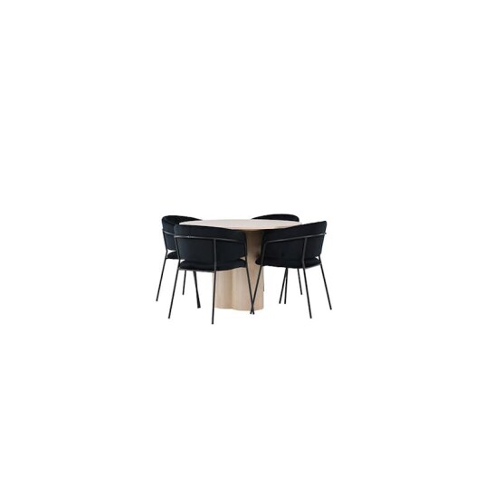 Venture Home Spisegruppe Venture Home Olivia Ø110 cm med 4 stk Selma Stoler GR23808