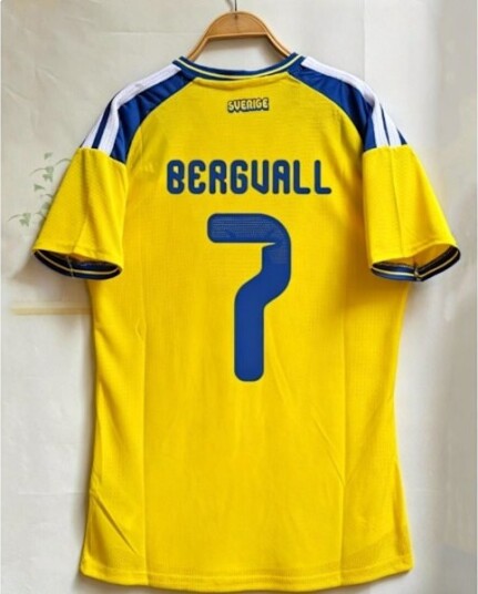 2026 27 VM Sverige Landslag Hjemmedrakt Kortermet Fotballtrøye T skjorte Fanversjon Nr.7 BERGVALL M